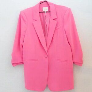 Cinq a Sept Khloe Crepe 3/4-Sleeve Blazer Hot Pink Sz 10 Barbiecore Baddie